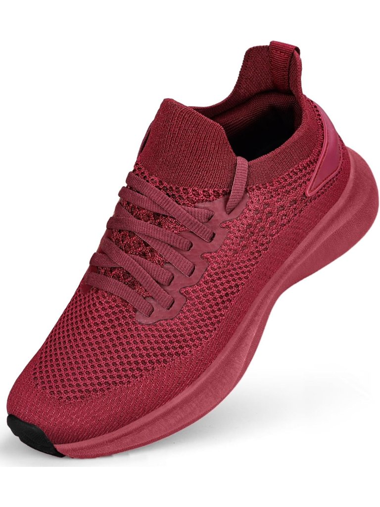 Women's Red Shoes Lightweight Non-Slip Breathable Athletic Tennis Sneakers